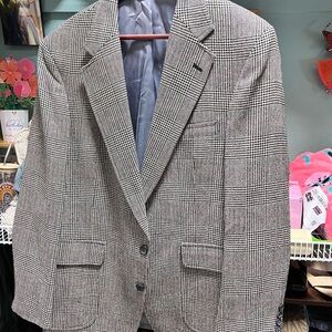 Lands' End Glen Plaid Sport Coat - Black & White